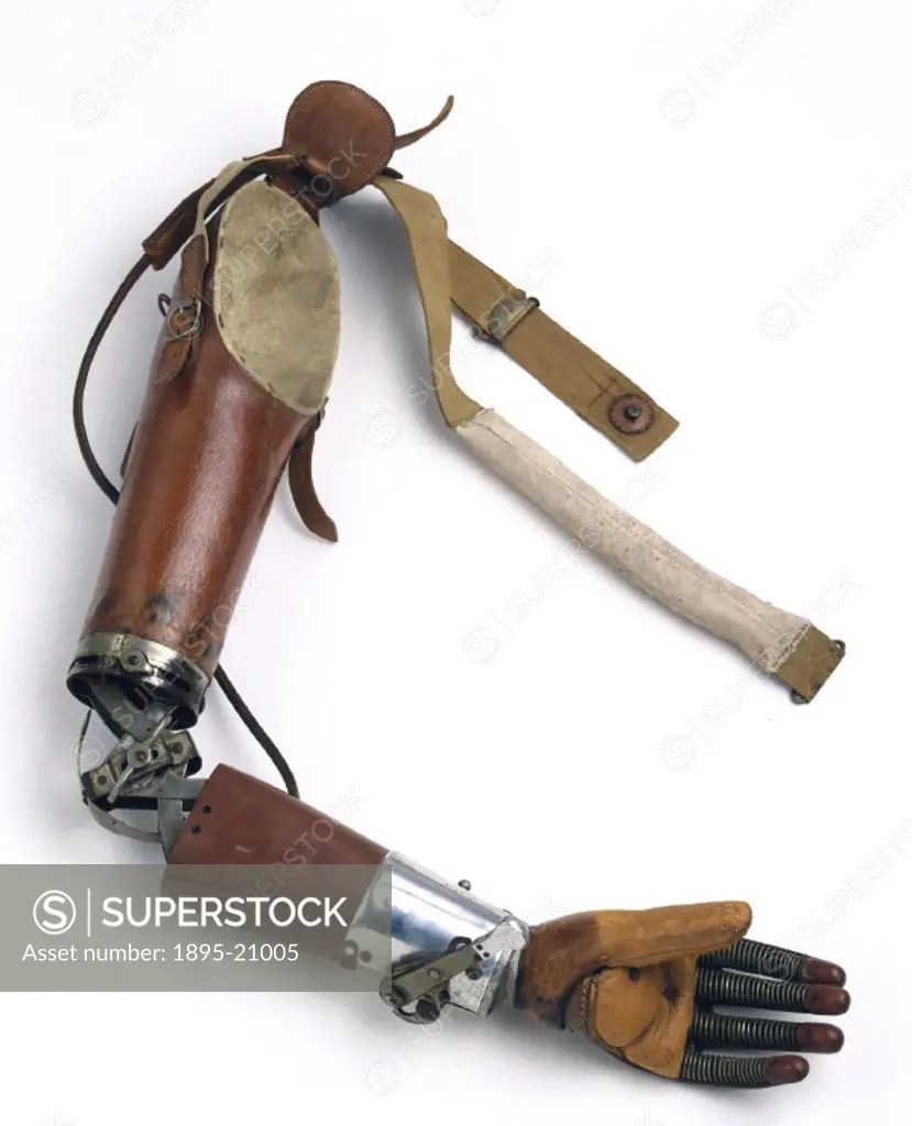 Artificial arm invented by a surgeon, T S Kirk, and an engineer