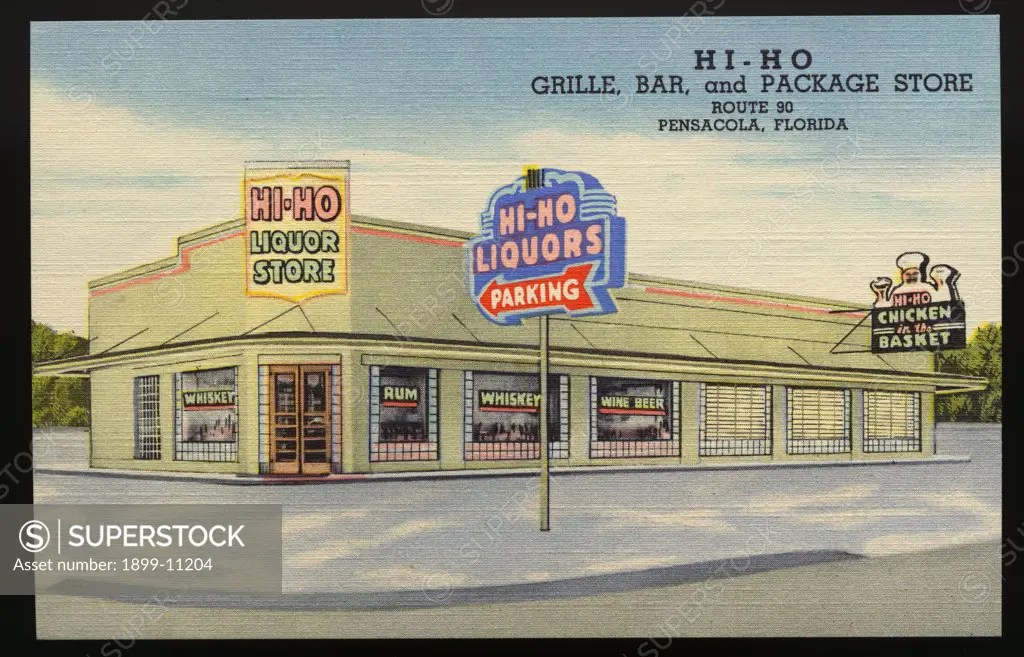 HiHo Liquor Store. ca. 1948, Pensacola, Florida, USA, HIHO GRILLE
