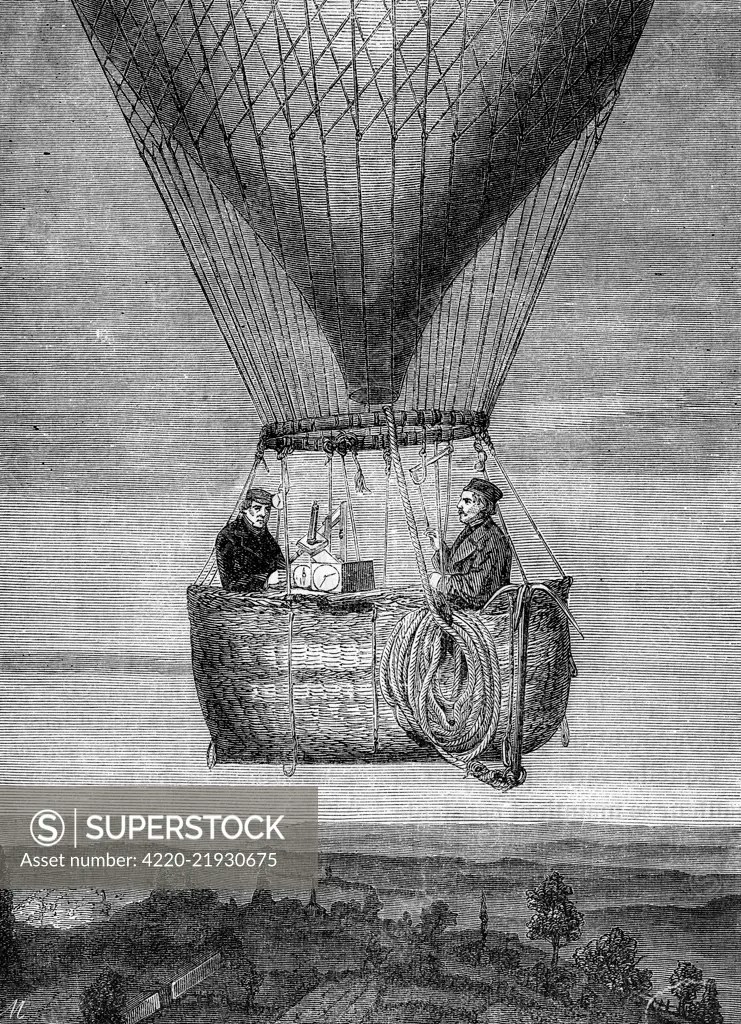 Balloon ascent by James Glaisher and Henry Coxwell in 1862 to make