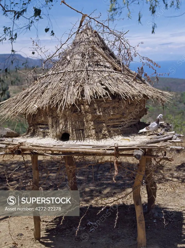 A dovecote at a homestead near Chiweta. Doves and pigeons are kept by