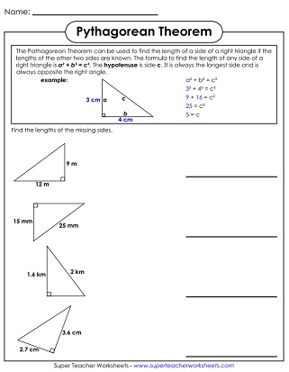 Pythagorean Triples Worksheet