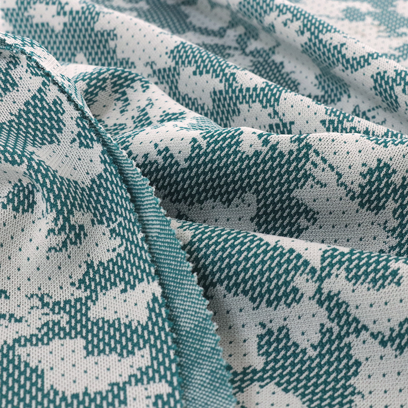 Polyester jacquard two tone circular knit textile fabric for garment