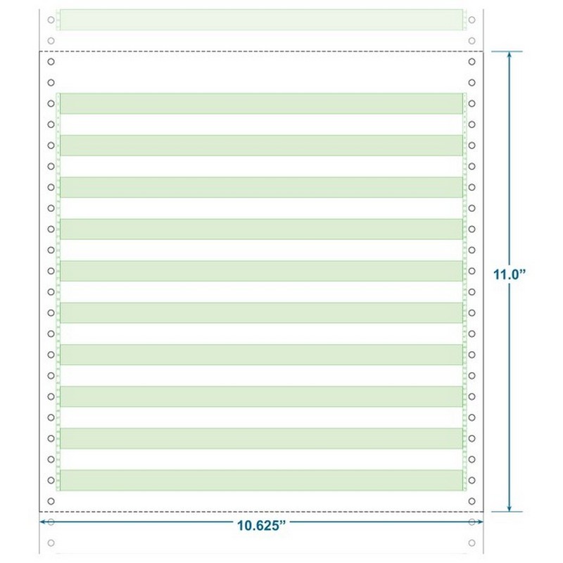 105/8" x 11" (W x H) Continuous 20 Computer Paper, 1/2" Green Bar (Carton of 2700)