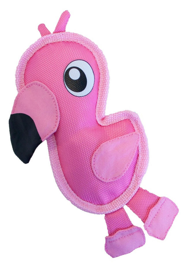 Fire Biterz Flamingo Durable Squeaker Dog Plush Toy By Outward Hound