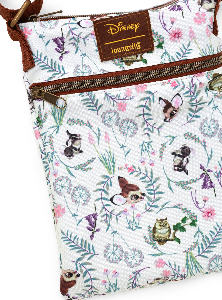 Disney Bambi Floral Print Passport Crossbody Bag by Loungefly New