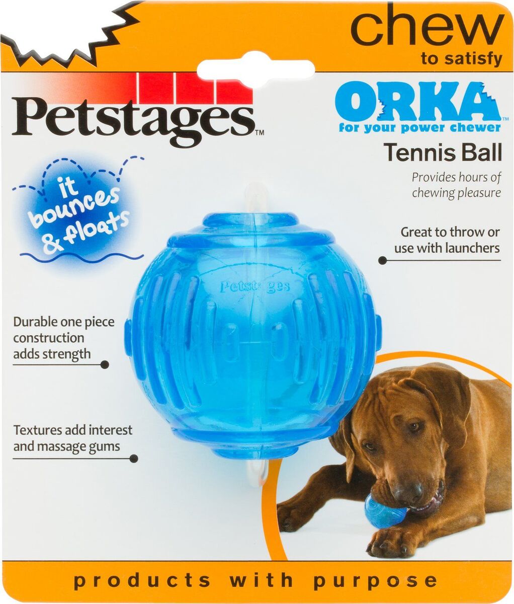 Orka Tennis Ball by Outward Hound Durable Dental Treat Toy Medium, Blue