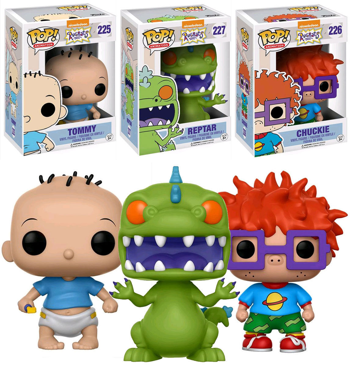 Funko POP! Nickelodeon Rugrats Bundle 225 226 227 Tommy Chuckie Reptar
