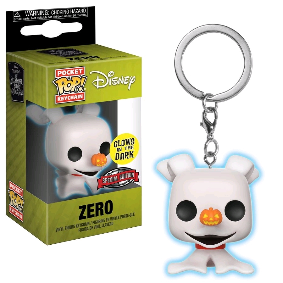 Funko POCKET POP! Keychain Disney The Nightmare Before Christmas Zero (Glows In The Dark) New, M
