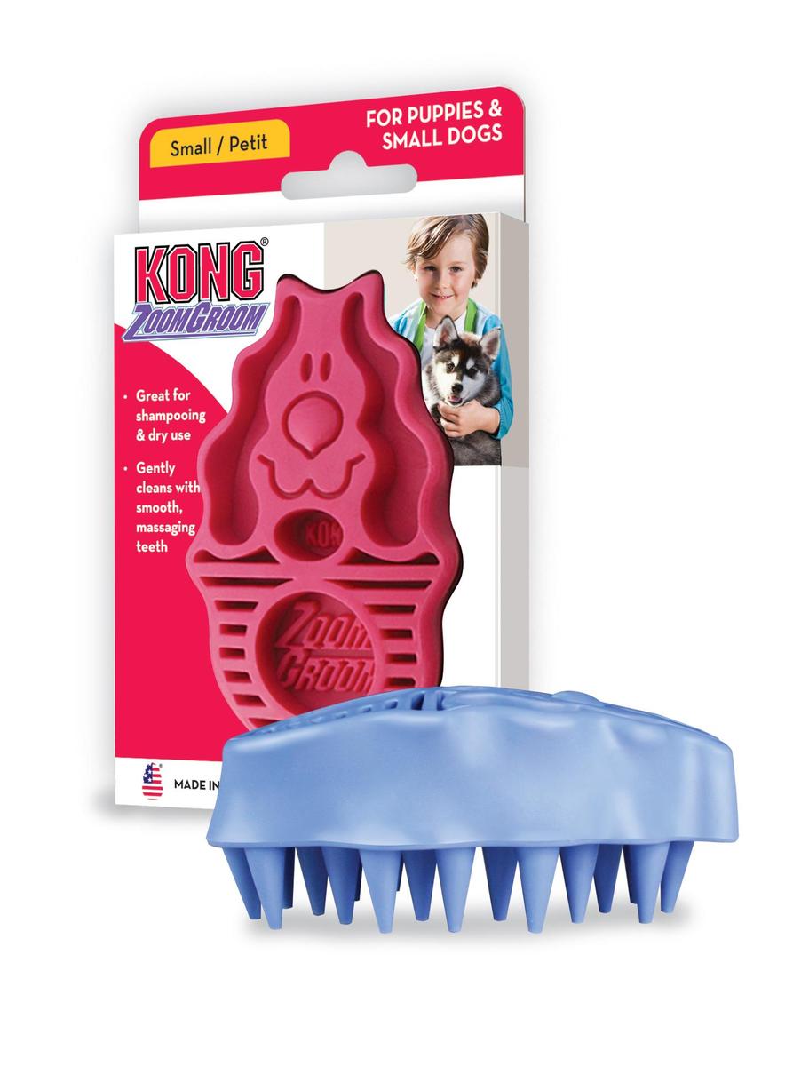 Kong Zoom Groom Rubber Brush Small Dogs