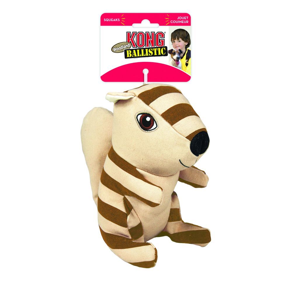 Kong Ballistic Woodland Squirrel Large Tough Cuddle/Squeak Toy For Dogs