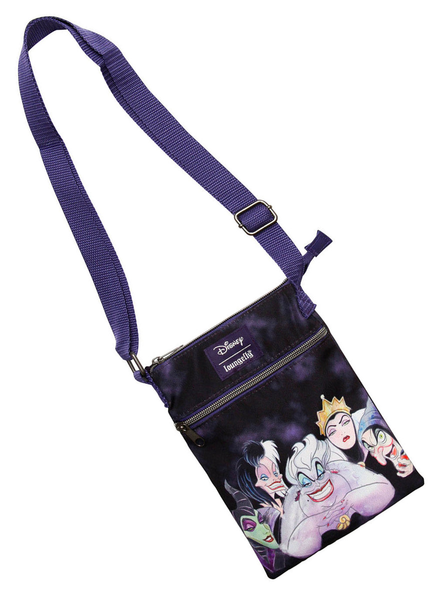 Disney Villains Acid Wash Passport Crossbody Bag by Loungefly New