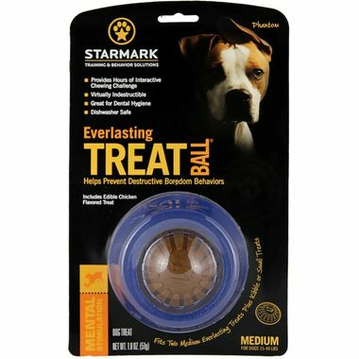 Everlasting TREAT Ball Dog Chew Toy By Starmark Medium