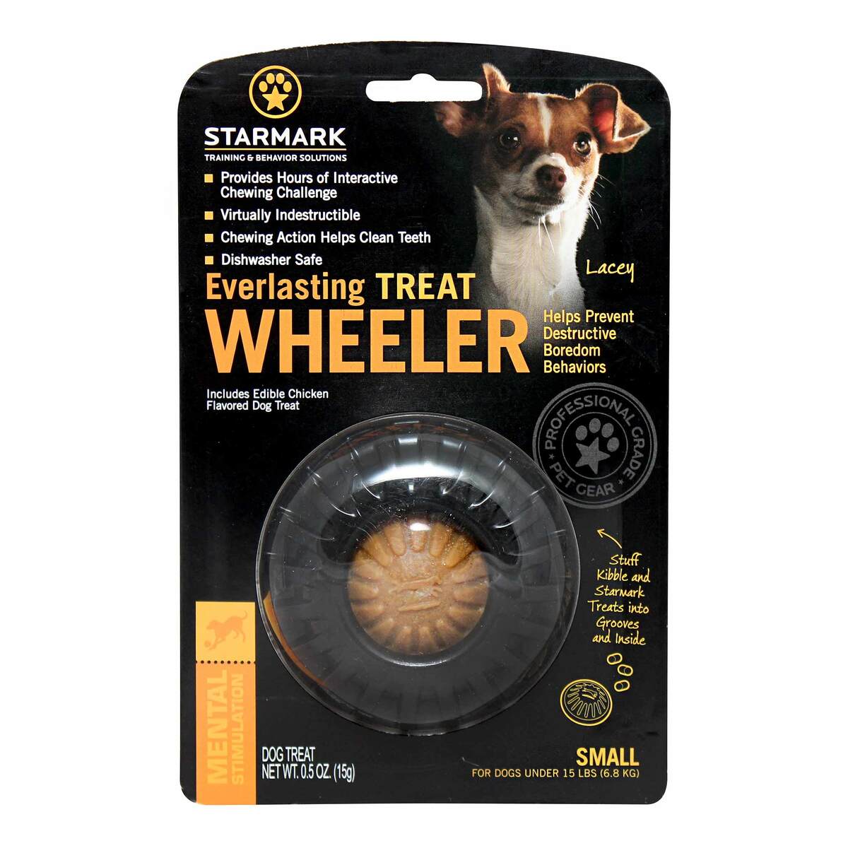 Everlasting TREAT Wheeler Dog Chew Toy By Starmark Small