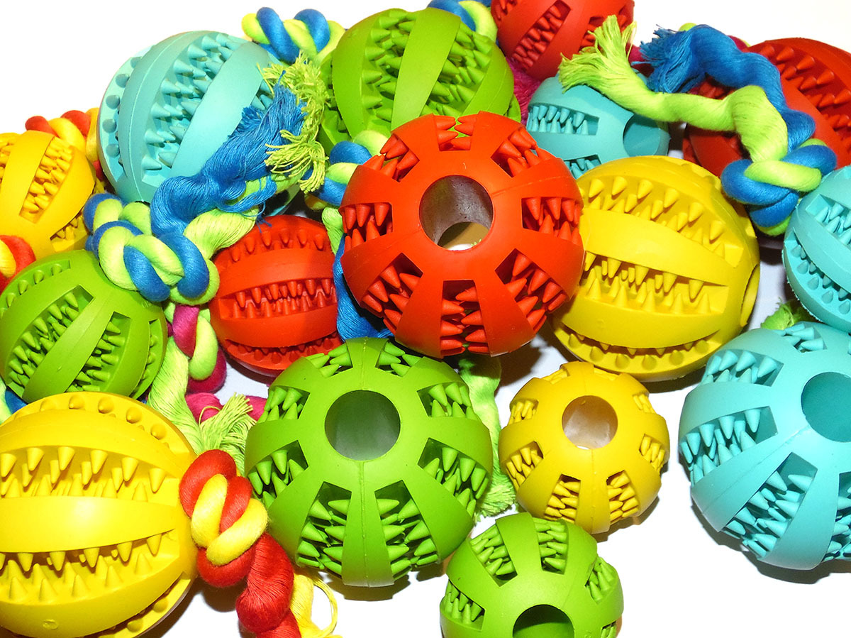 Bouncy Rubber Dental Treat Ball Dog Toy Various Sizes, Styles and Colours