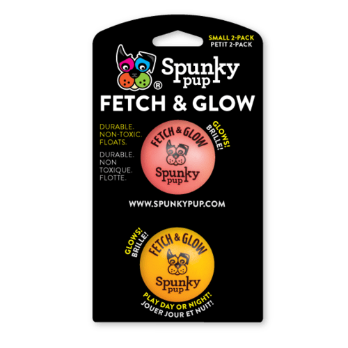 Fetch & Glow Ball 2Pack Dog Toy By Spunky Pup Small New, With Tags
