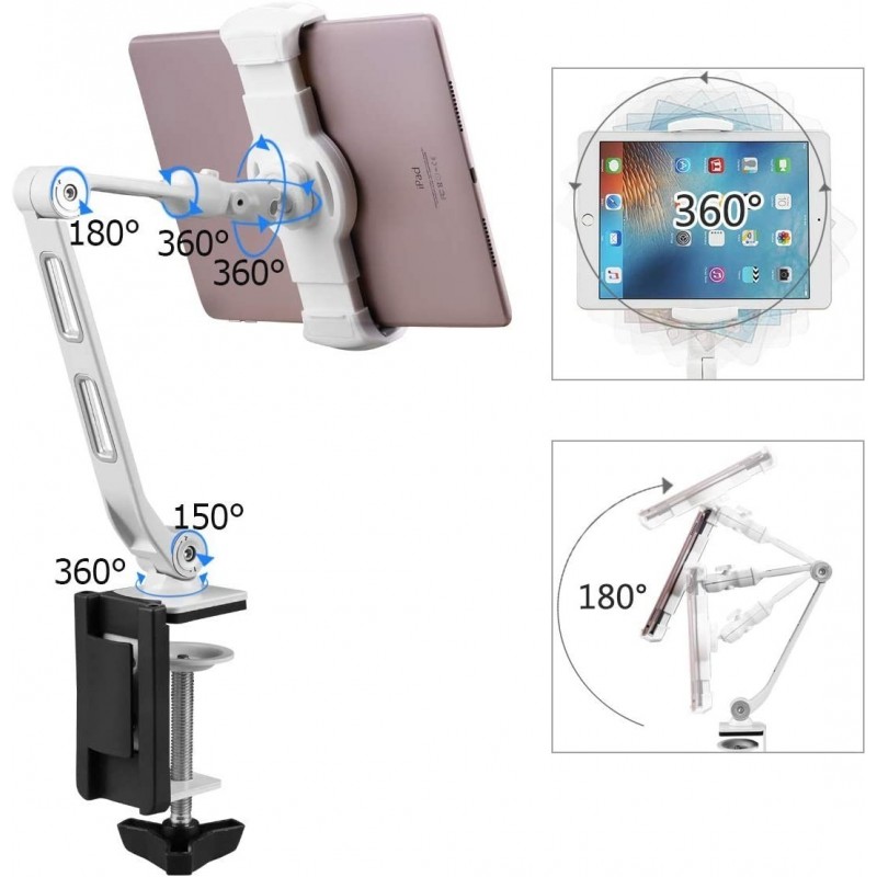 Suptek Aluminum Alloy Cell Phone Desk Mount Stand 360° Tablet Stand and