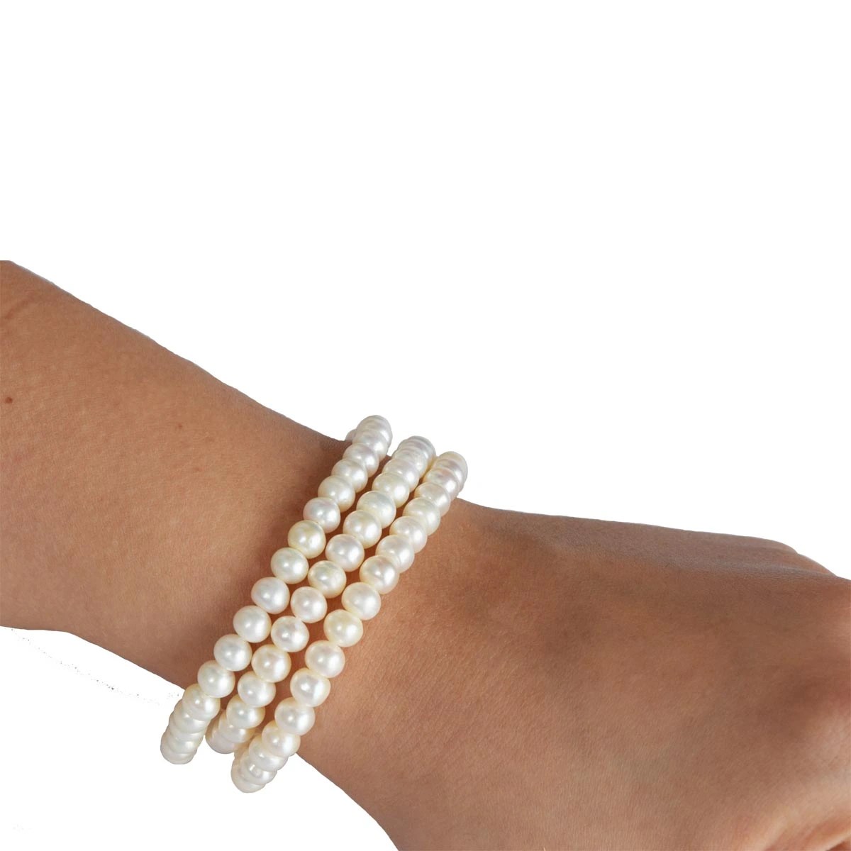 Shop Exclusive ThreeLine Real Pearl Bracelet Surat Diamond Jewelry
