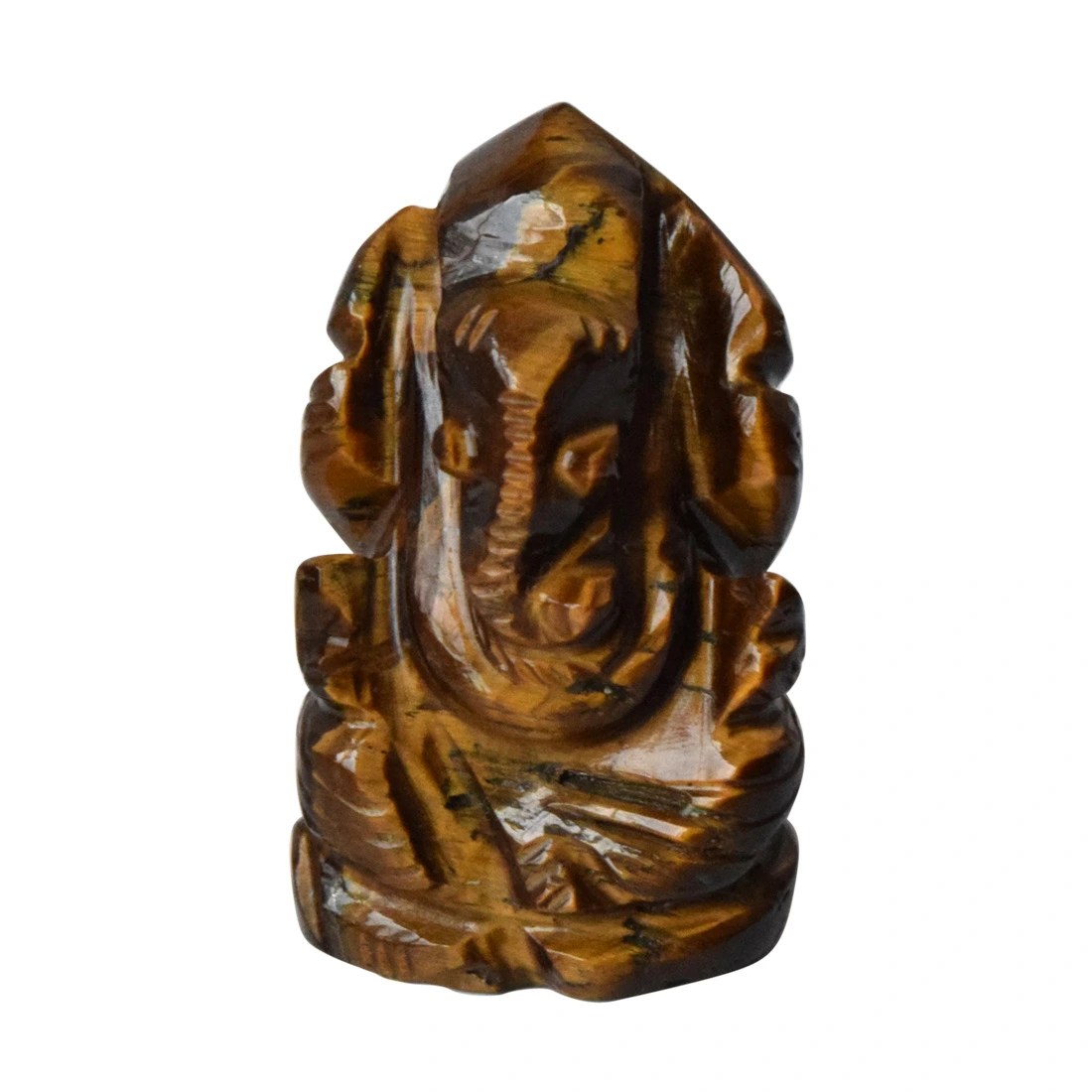 Elegant Hindu Lord Ganesh God Ganpati Ganesha Stone Tiger Eye Statue