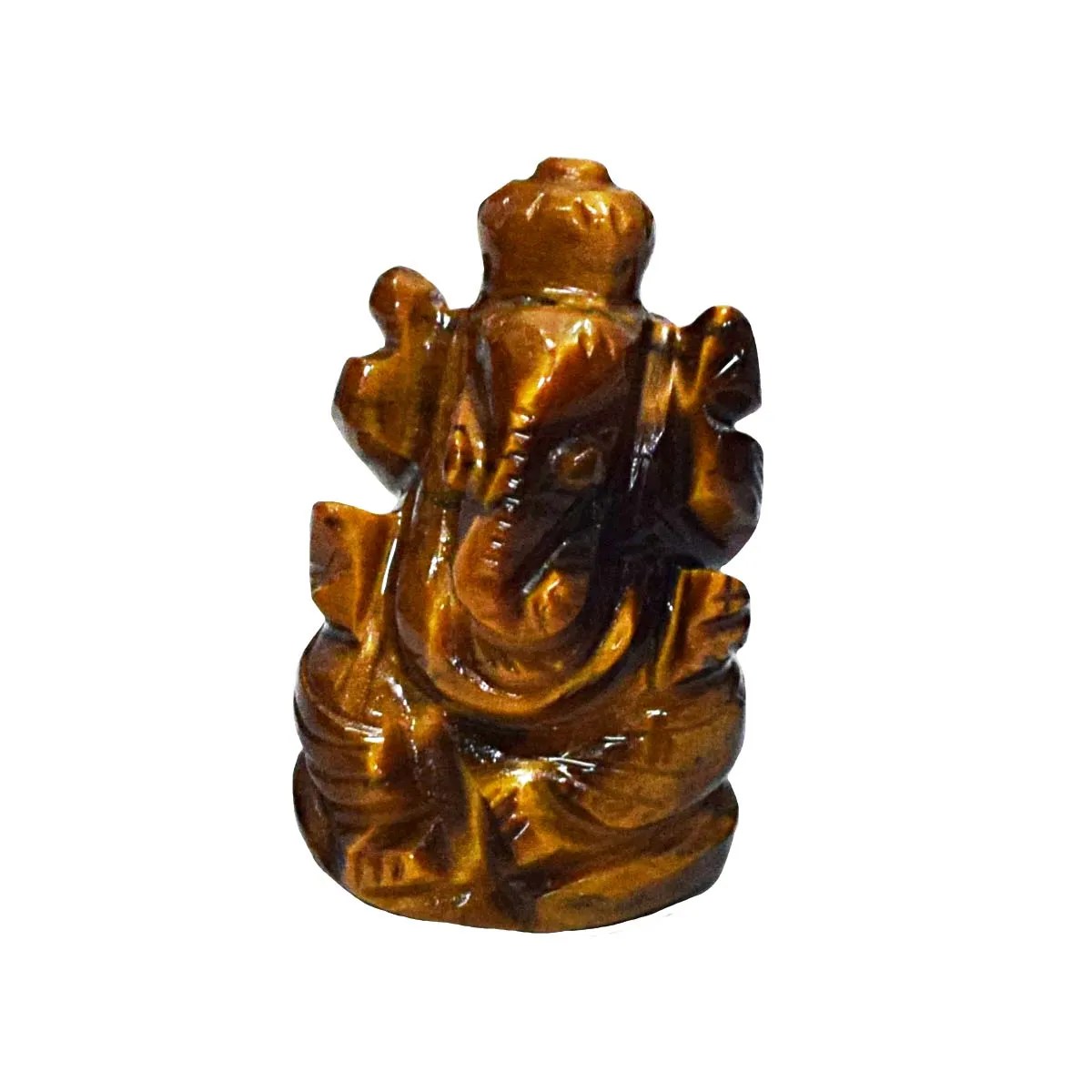 Elegant Hindu Lord Ganesh God Ganpati Ganesha Stone Tiger Eye Statue