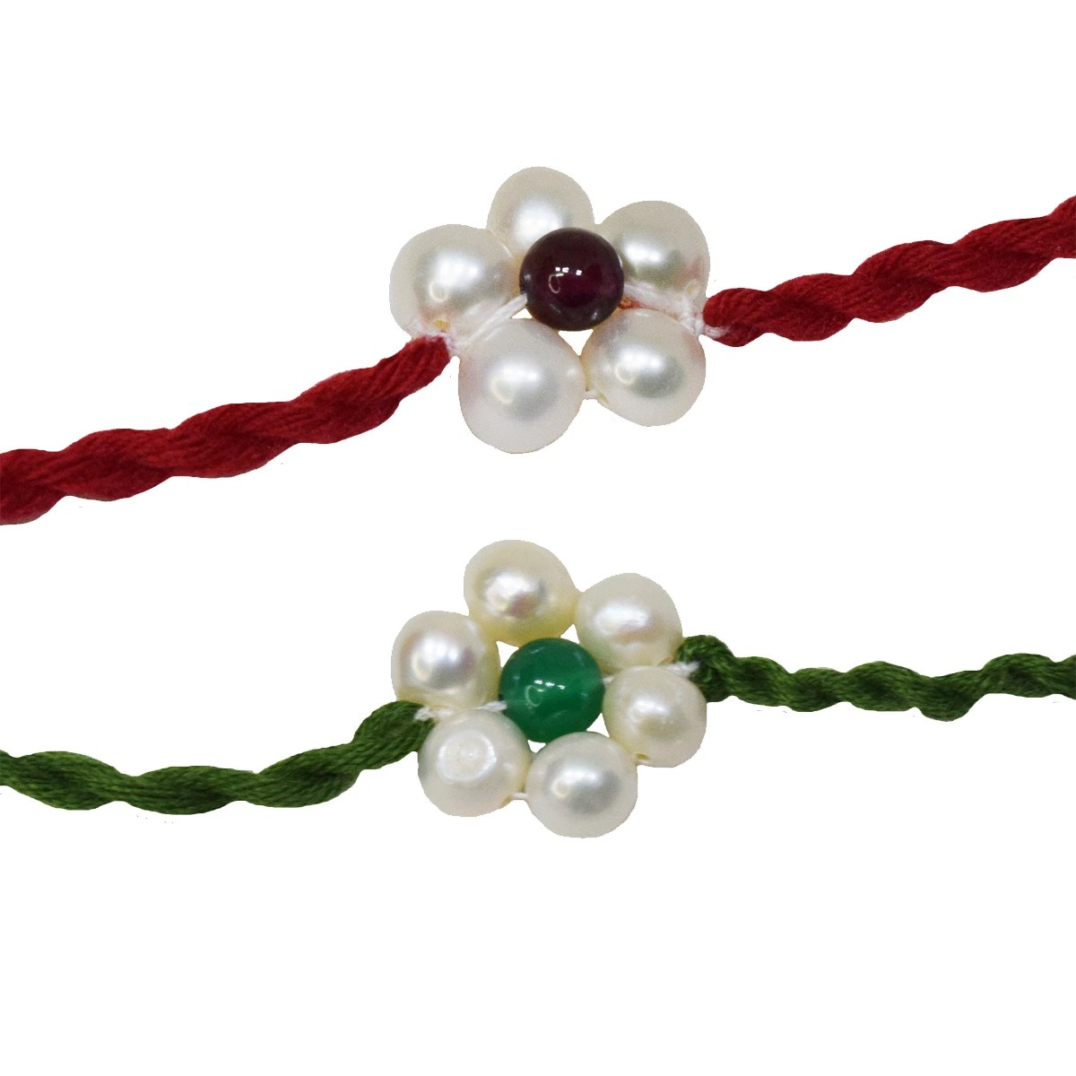 & Green OnyxPearl Flower shaped Rakhi SNGP8+SNGP9
