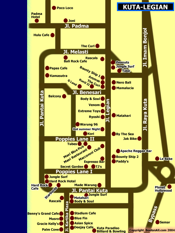Kuta Bali Map Surf Trip Destination and Travel Information by SurfTrip