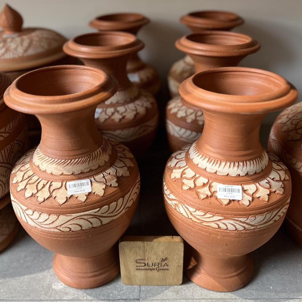 Clay Flower Vase (S) Suria Green