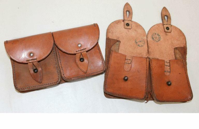 Vintage army surplus double all leather ammo ammunition pouch Surplus