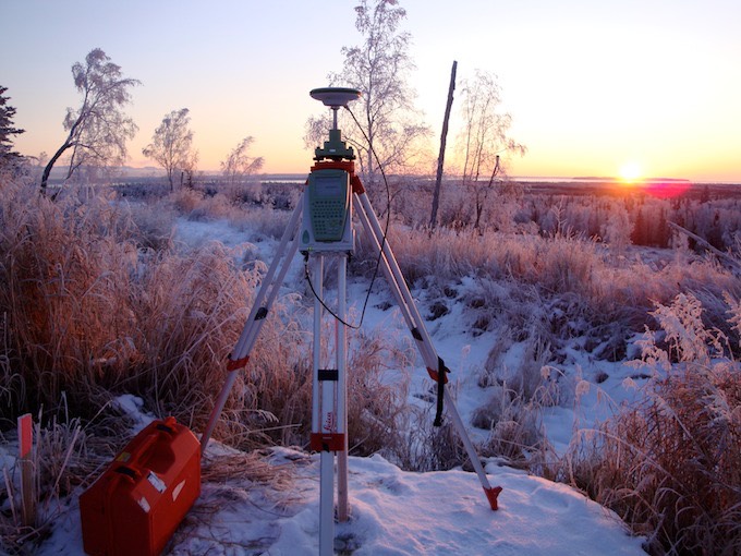 GPS setup over control point for the Port MacKenzie Rail Extension