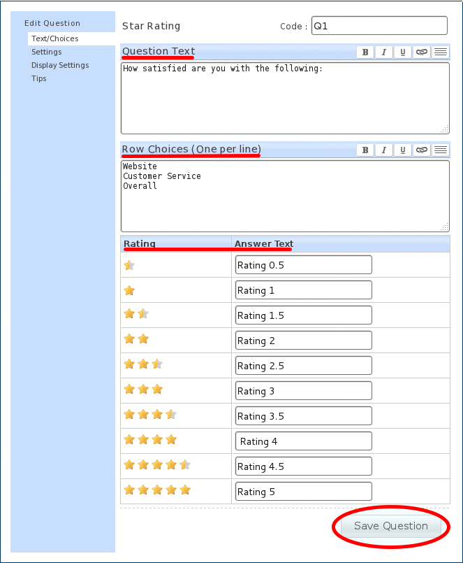 Star Rating Question Type SurveyAnalytics Online Survey