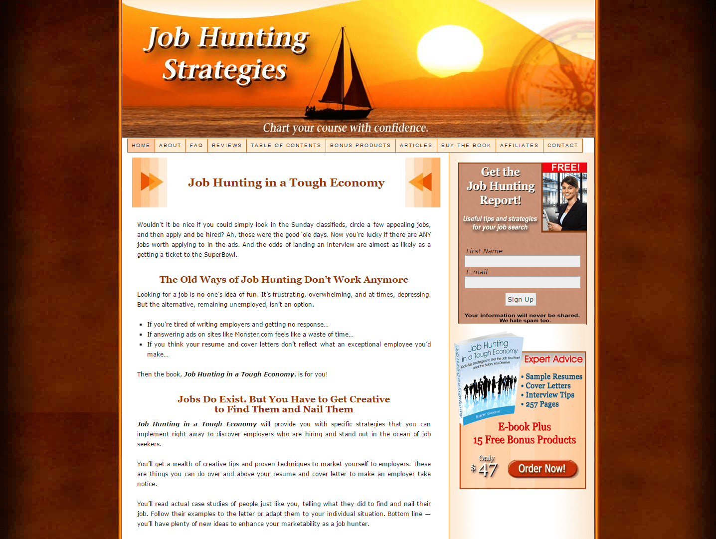 Job Hunting Strategies, site Content by Susan Greene, Florida Copywriter