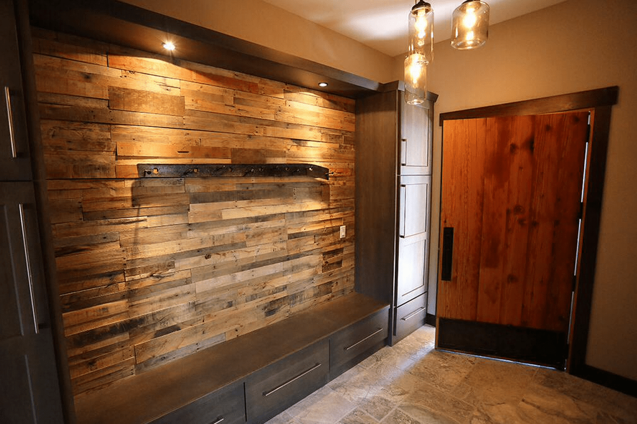 Reclaimed Pallet wood wall Sustainable Lumber Company