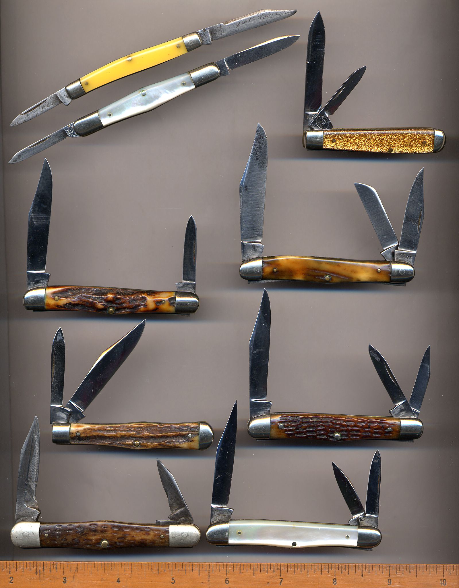 10 old Case knives