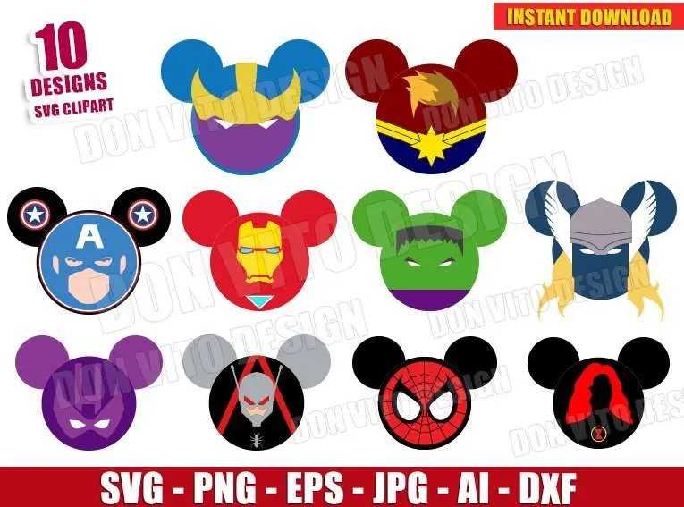 ⭐ Avengers Mickey Mouse Head Bundle SVG Cut File Cricut & Silhouette