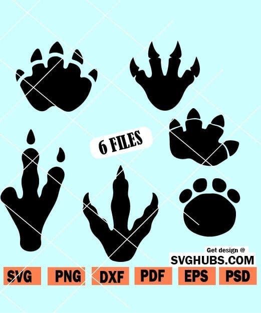 Dinosaur Footprint Svg Bundle Dinosaur Tracks Svg T Rex Footprint Svg Dinosaur Paw Svg Svg Hubs