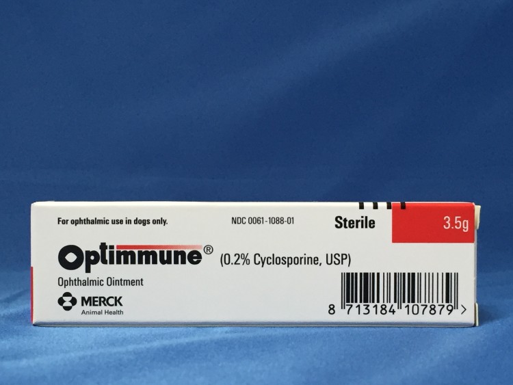 Optimmune 0.2 Ophthalmic Ointment for dogs.