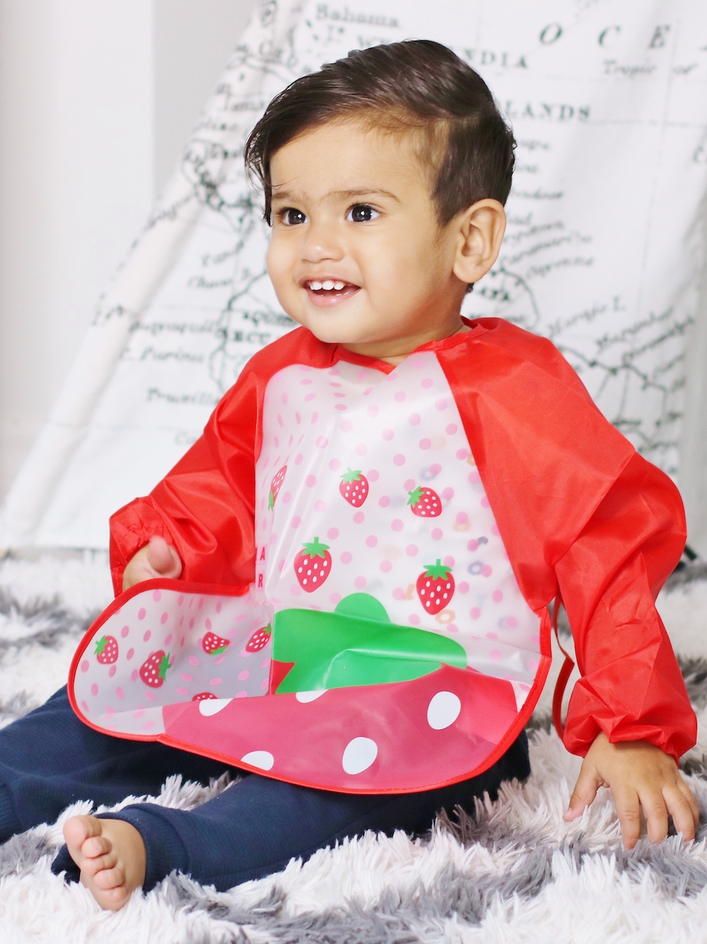 Feeding Apron Bib with Sleeves Red Swaddle Of Joy