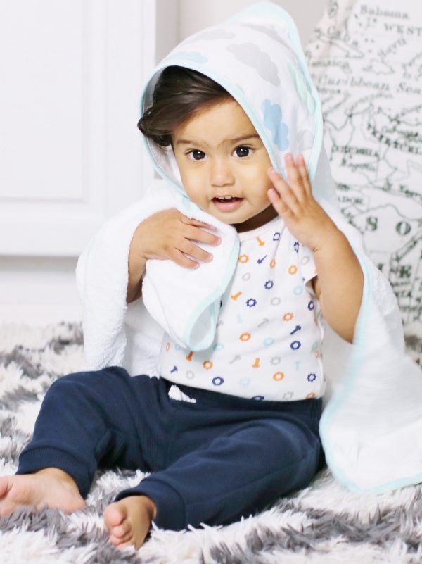 Hooded Towel Clouds Swaddle Of Joy