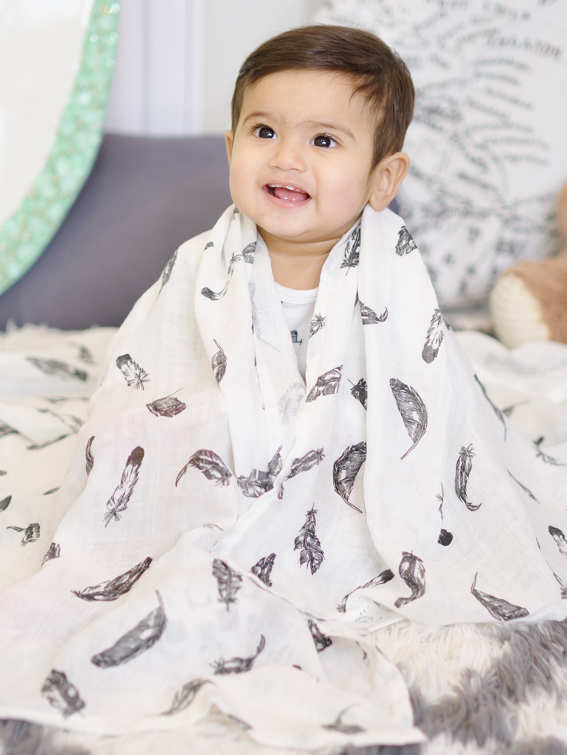 Receiving Blanket Swaddle Stork Feather Swaddle Of Joy