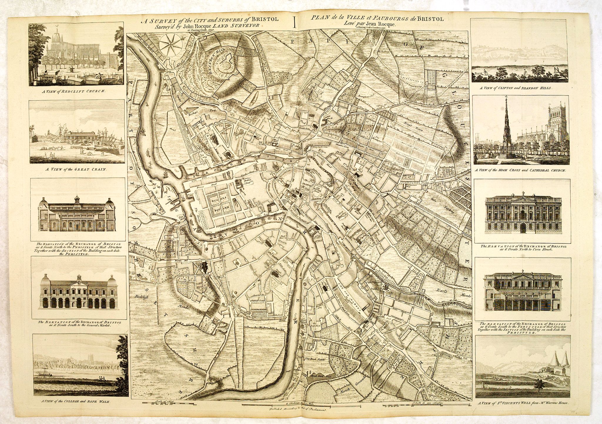 A Survey of the City and Suburbs of Bristol Survey'd by John Rocque