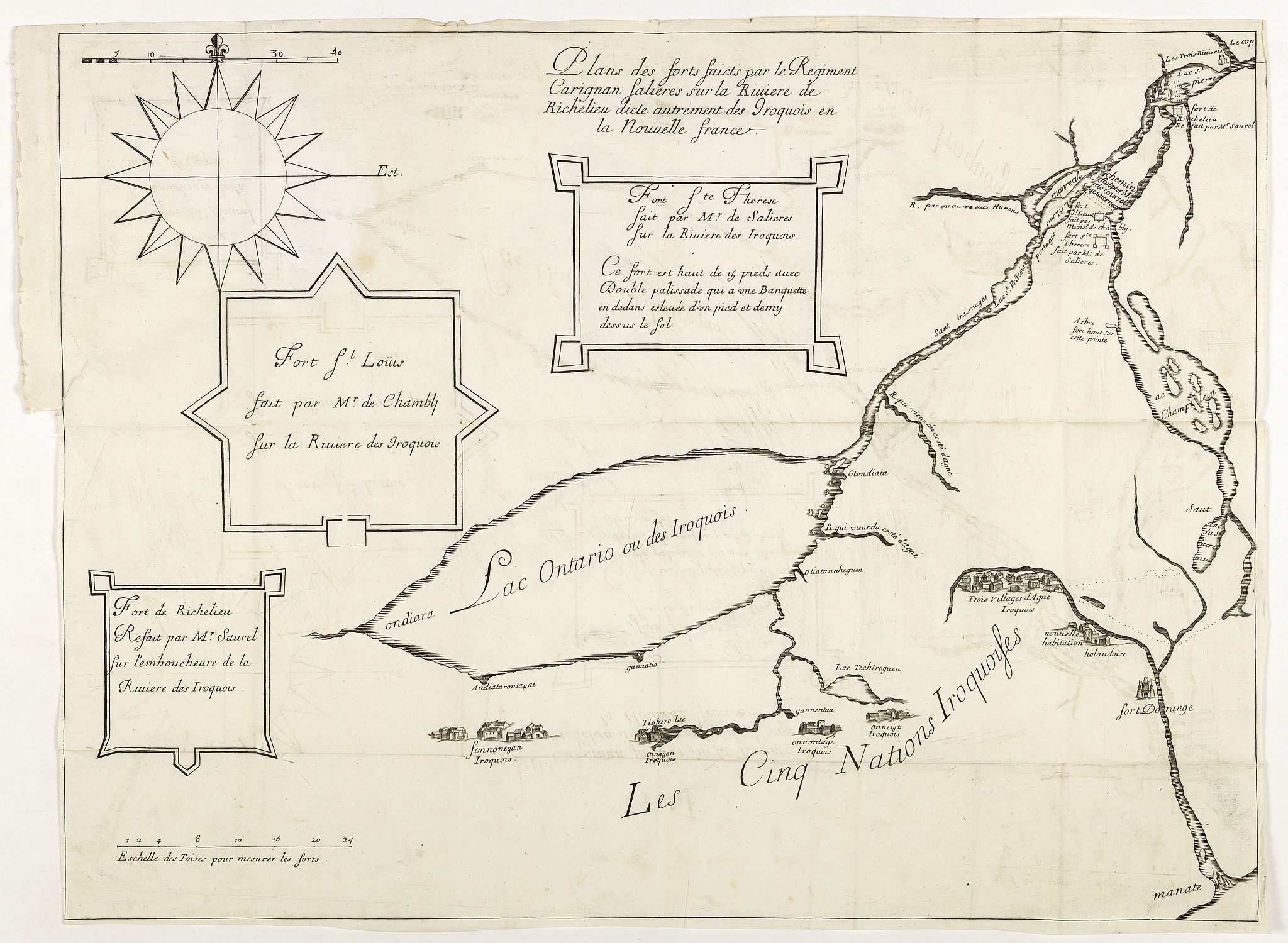 Plans des forts faicts par le régiment Carignan Salières sur la rivière