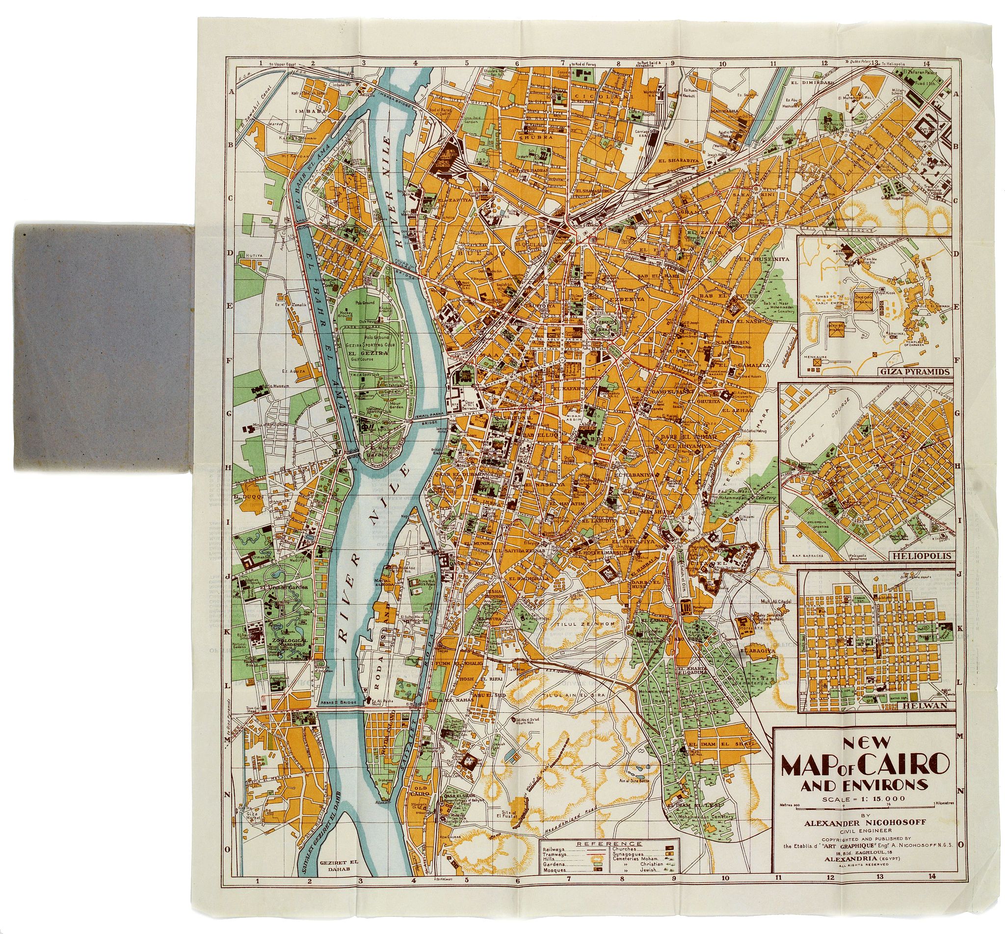 New Map of Cairo and Environs. Old map by NICOHOSOFF, Alexander.