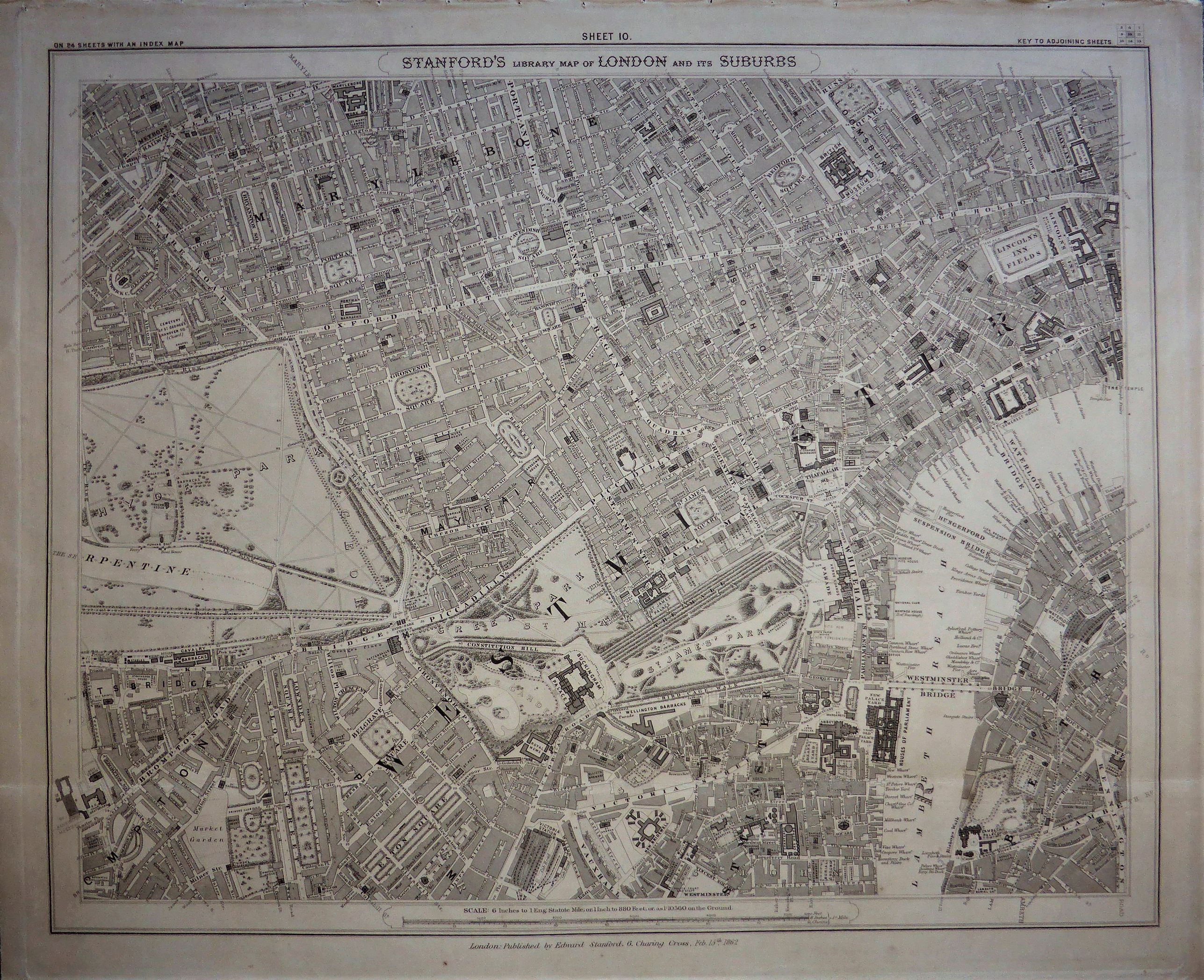 Stanford's Library Map of London and its Suburbs, sheet 10. Old map by STANFORD, Edward.