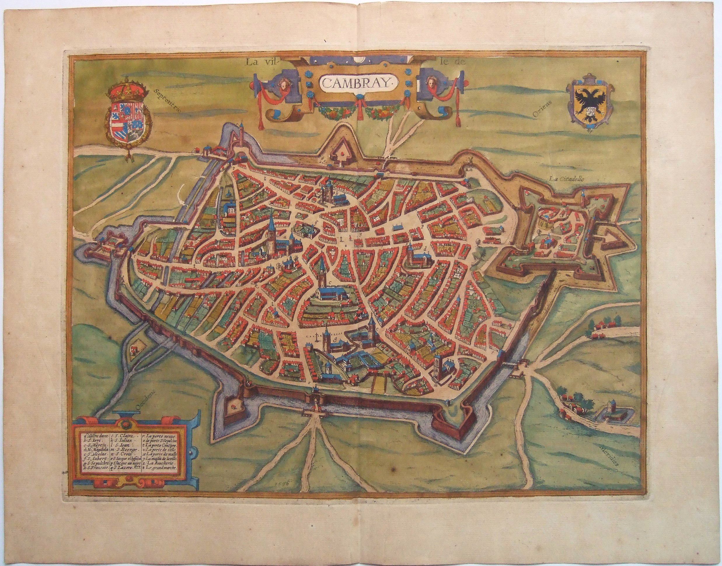 CAMBRAI. La Ville de Cambray. Old map by BRAUN, / HOGENBERG
