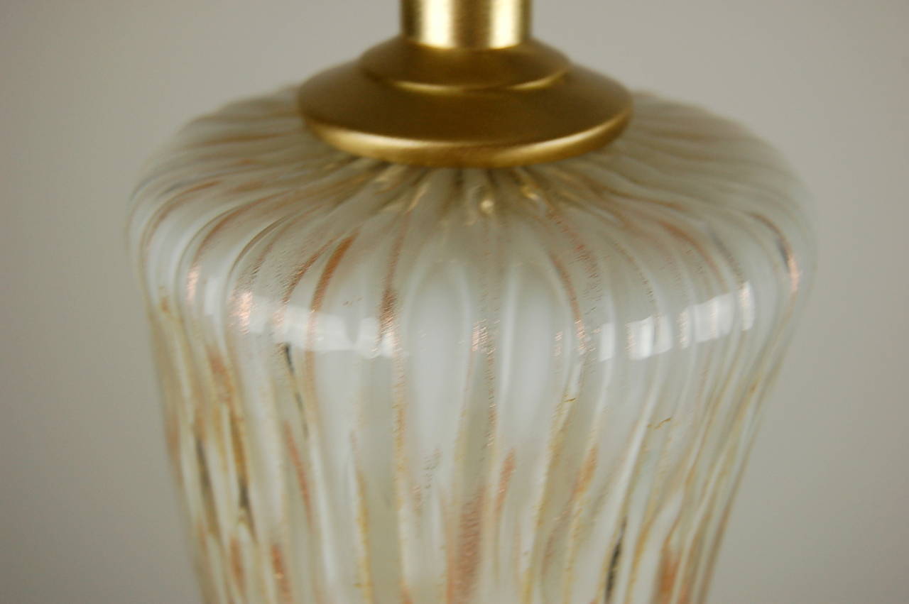 Vintage Murano Glass Table Lamps White Copper Swank Lighting