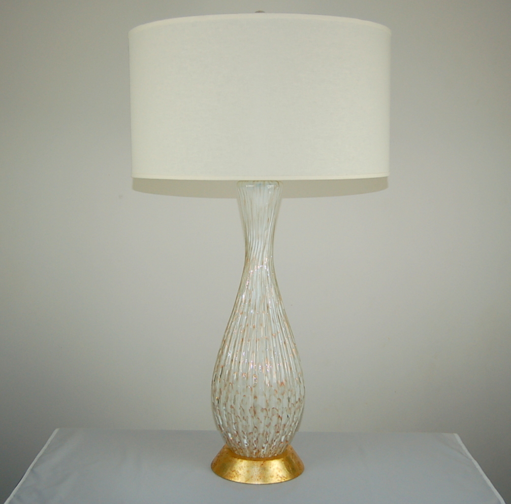 Vintage Murano Glass Table Lamps White Copper Swank Lighting