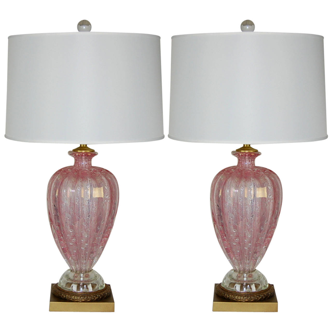Pair of Vintage Murano Ballerina Lamps in Pink Swank Lighting