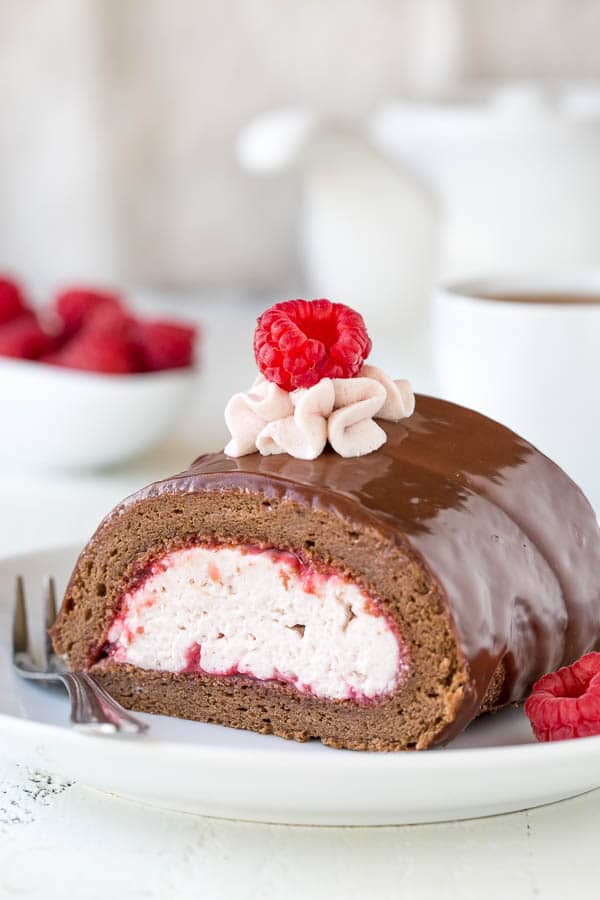 Chocolate Roll Cake with Raspberry Mousse Filling Sweet & Savory