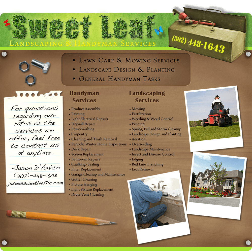 Sweet Leaf LLC Home Repair, Landscaping, Lawn Care, Handyman Services