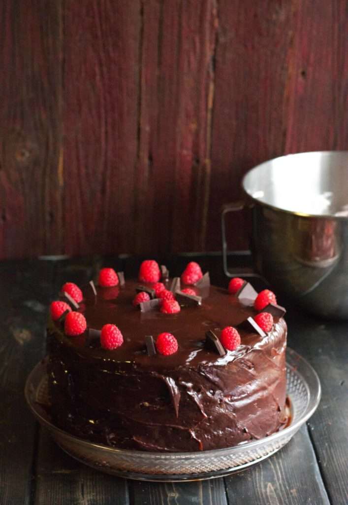 Chocolate Raspberry Cake {with raspberry whipped cream