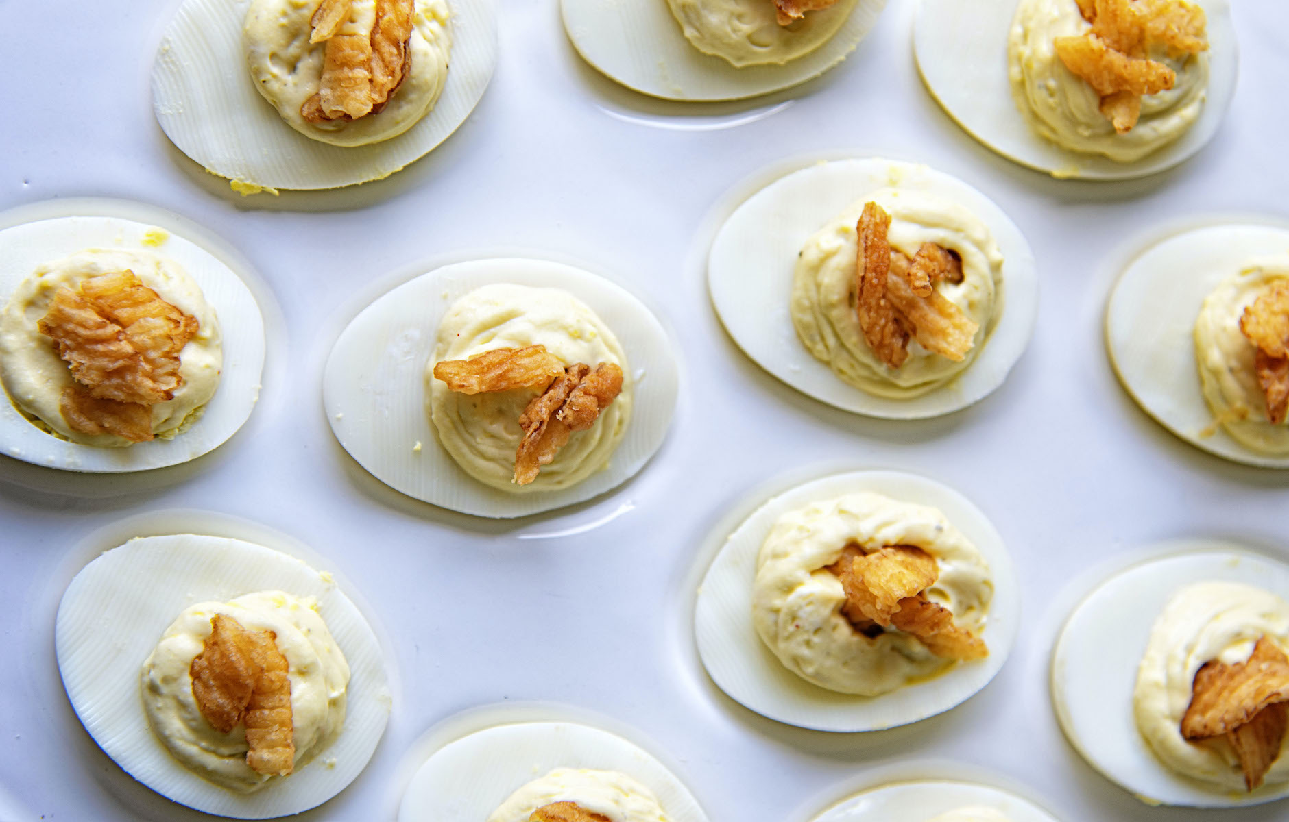 French Onion Dip Deviled Eggs